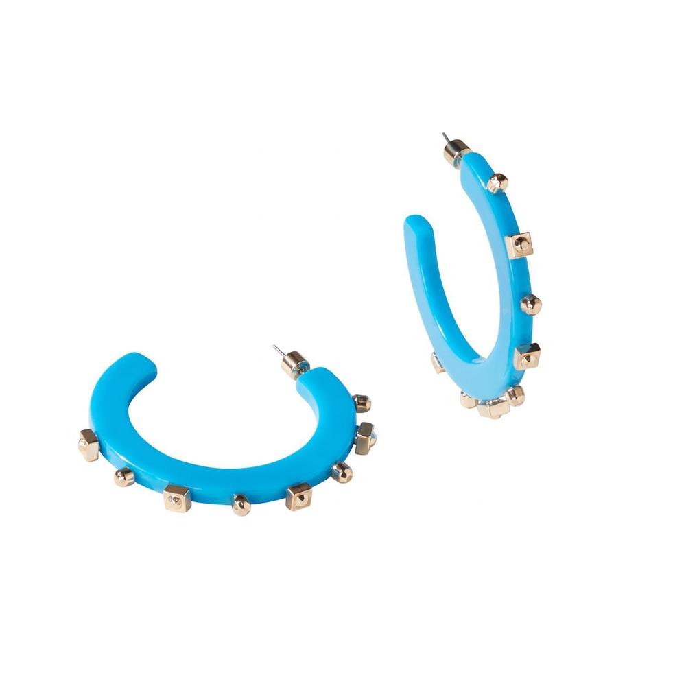 NEW SMITH & CO women's solid jewel hoop earring in capri blue